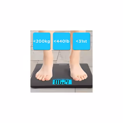 Duronic Digital Bathroom Body Scales BS203 | Measures Body Weight in Kilograms, Pounds and Stones | Black Non-Slip Design | Step-On Activation |