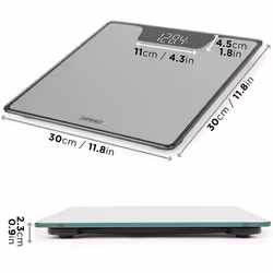 Duronic BS303 Digital Bathroom Body Scales, SILVER/BLACK, 180kg Capacity, Step-On Activation, Precision Sensors, Measures Weight in Kilograms/Pounds