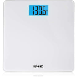 Duronic BS403 Digital Bathroom Body Scales, WHITE Glass, 180kg Capacity, Step-On Activation, Precision Sensors, Measures in Kilograms/Pounds/Stones