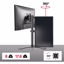 Duronic DM15D1 Single Monitor Stand for 13-32â PC Screen Up to 8KG, VESA Bracket, Freestanding Arm, Adjustable Height/Tilt/Swivel/Rotation (Black)