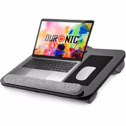 Duronic DML433 Laptop Tray with Cushion, Ergonomic Lap Desk with Cushion Support, Wrist Pad, Tablet Holder, Portable with Car ...
