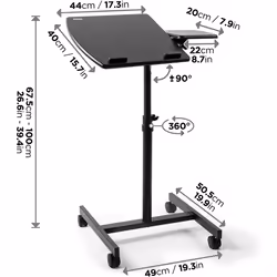 Duronic WPS17 Projector Stand/Sit-Stand Desk, Multi-Use Video Projector Floor Table, Ergonomic Desk, Adjustable Height, 2-Way Tilt, 10kg Capacity