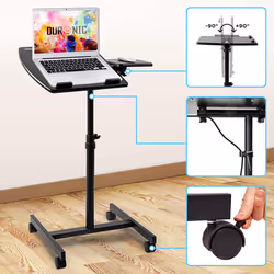 Duronic WPS17 Projector Stand/Sit-Stand Desk, Multi-Use Video Projector Floor Table, Ergonomic Desk, Adjustable Height, 2-Way Tilt, 10kg Capacity