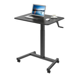 Duronic WPS47 Sit-Stand Desk, Portable Desk for Laptop, 80x50cm Platform, Projector Table on Wheels, Adjustable Height by Handle, 30kg Capacity