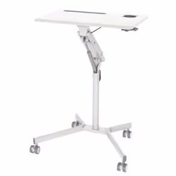 Duronic WPS57 Sit-Stand Desk, With Tablet Support & Cup Holder, Multi-Use Table on Wheels, 70x52cm Platform, Adjustable Heigh ...