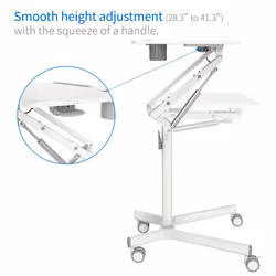 Duronic WPS57 Sit-Stand Desk, With Tablet Support & Cup Holder, Multi-Use Table on Wheels, 70x52cm Platform, Adjustable Height/Reach, 10kg Capacity