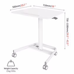 Duronic WPS77 Sit-Stand Desk, Multi-Use Ergonomic Table for Adults/Children, 71x50cm Platform, Lockable Wheels, Adjustable Height, 15kg Capacity