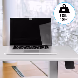 Duronic TM03T Sit-Stand Desk WHITE, Ergonomic Home Office Table on Wheels, 88x50cm Platform, Portable, Adjustable Height 73-107cm, 15kg Capacity