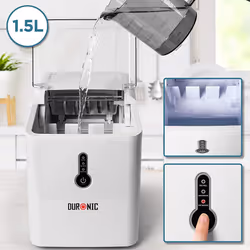 Duronic ICM120 Ice Maker, Automatic Ice Cube Machine, Make 12kg/26.5lbs per 24 Hours, 1.5L Water Tank, 600g Ice Basket 120W, Makes Ice in 7 Minutes