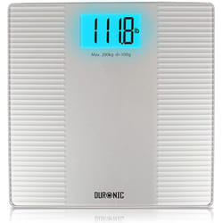 Duronic BS204 Digital Bathroom Body Scales, SILVER, 180kg Capacity, Step-On Activation, Precision Sensors, Measures Weight in Kilograms/Pounds/Stones