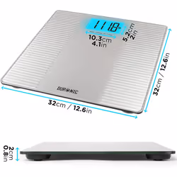 Duronic BS204 Digital Bathroom Body Scales, SILVER, 180kg Capacity, Step-On Activation, Precision Sensors, Measures Weight in Kilograms/Pounds/Stones