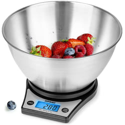 Duronic KS6000 BK/SS Digital Kitchen Scales, 2.5L Weighing Bowl, 5kg Capacity, LCD Backlit Display, Add & Weigh Tare Function, 1g Precision (Black)