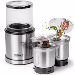 Duronic CG421 2-in-1 Coffee & Spice Grinder, Wet & Dry Electric Grinding Mill, 75g / 220ml, 200W, Mini Chopper, Comes with 2X ...