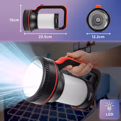 Duronic 2-in-1 Torch RL74, Rechargeable Flashlight with LED Bulbs, Handheld, Freestanding or Wall Mountable