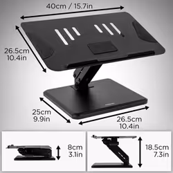 Duronic DML125 Laptop Stand, Adjustable Height Laptop Stand, Tilting Laptop Mount Arm, Tablet Stand Riser for Desk