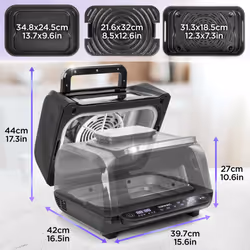 Duronic FG19 Air Fryer Health Grill 6-in-1 Electric Airfryer Indoor BBQ, Roast, Bake, Reheat, Oil-Free for Chips, Chicken, Fish, Dishwasher Safe Trays