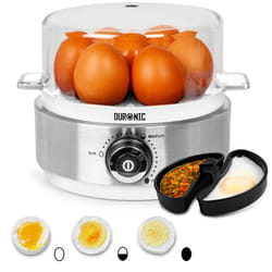 Duronic Electric Egg Boiler EB40 WE Steamer for Eggs Egg Boiler Machine Egg Poacher Machine for 7 Soft Medium Hard Boiled Eggs