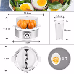 Duronic Electric Egg Boiler EB40 WE Steamer for Eggs Egg Boiler Machine Egg Poacher Machine for 7 Soft Medium Hard Boiled Eggs