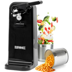 Duronic Electric Can Opener CO40 Automatic Tin Openers with Knife Sharpener Bottle Opener One-Touch Can Openers for Arthritis Limited Mobility - Black