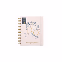 Wedding Organiser - Beautiful pink and gold spiral-bound wedding organiser with four tabbed sections, checklists, notes and s ...