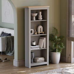 Arlington 4 Tier Bookcase Shelf Library Storage - Grey & Oak