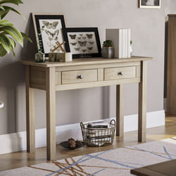 Panama 2 Drawer Console Table Hallway Desk Pine