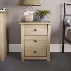 Panama 3 Drawer Bedside Cabinet Drawers Pine Wood