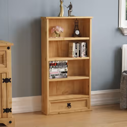 Corona 1 Drawer DVD Rack Bookcase Shelf Display Wood
