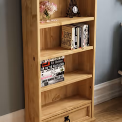 Corona 1 Drawer DVD Rack Bookcase Shelf Display Wood