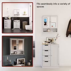 Priano 2 Door Bathroom Wall Cabinet Mirrored Shelf