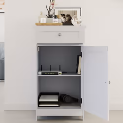 Priano White 1 Drawer 1 Door Storage Cabinet
