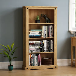 Corona 4 Tier Bookcase Shelving Display Pine Wood