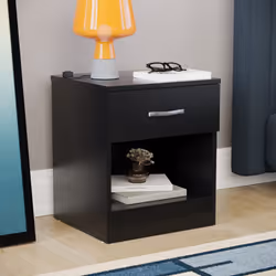 Riano 1 Drawer 1 Shelf Bedside Chest Nightstand - Black