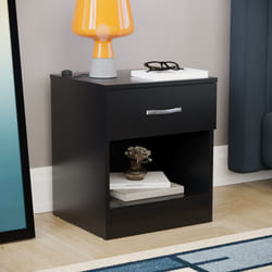 Riano 1 Drawer 1 Shelf Bedside Chest Nightstand - Black