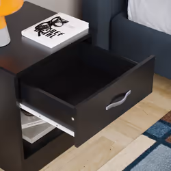 Riano 1 Drawer 1 Shelf Bedside Chest Nightstand - Black