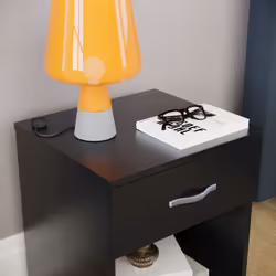 Riano 1 Drawer 1 Shelf Bedside Chest Nightstand - Black