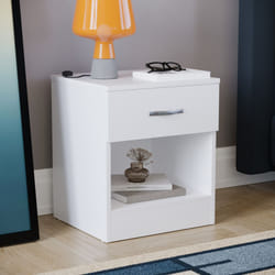 Riano 1 Drawer 1 Shelf Bedside Chest Nightstand - White