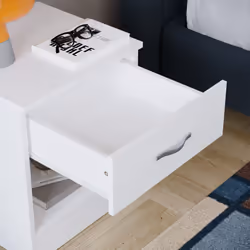 Riano 1 Drawer 1 Shelf Bedside Chest Nightstand - White