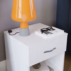 Riano 1 Drawer 1 Shelf Bedside Chest Nightstand - White