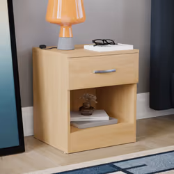 Riano 1 Drawer 1 Shelf Bedside Chest Nightstand - Pine