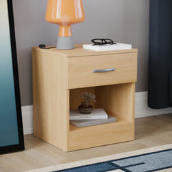 Riano 1 Drawer 1 Shelf Bedside Chest Nightstand - Pine