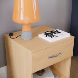 Riano 1 Drawer 1 Shelf Bedside Chest Nightstand - Pine