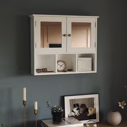 Priano 2 Door Wall Cabinet 3 Shelves Mirror Doors