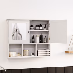 Priano 2 Door Wall Cabinet 3 Shelves Mirror Doors