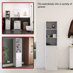 Priano 1 Door 2 Shelf Tallboy Cabinet Bathroom Unit