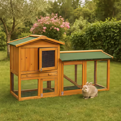 2 Tier Pet Hutch With Run Bunny Rabbit Hutch Cage
