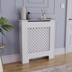 Oxford Radiator Cover White Grill Cabinet Guard - Small
