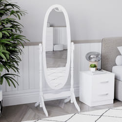 Nishano Oval Mirror Freestanding Tall Swivel Frame - White
