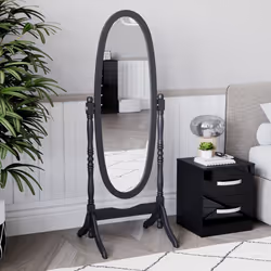 Nishano Oval Mirror Freestanding Tall Swivel Frame - Black