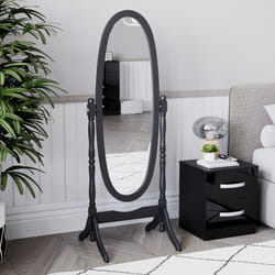 Nishano Oval Mirror Freestanding Tall Swivel Frame - Black